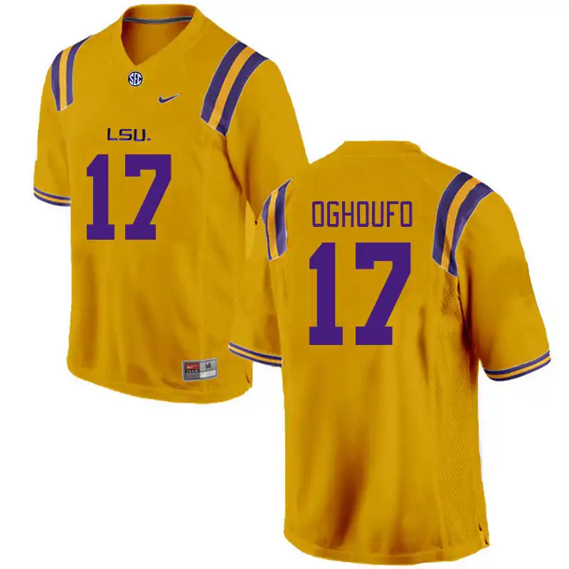 LSU Tigers #17 Ovie Oghoufo Men's Gold NCAA Football Jersey 2409GMUX4