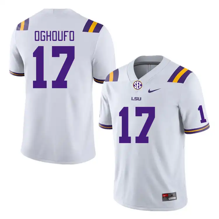 LSU Tigers #17 Ovie Oghoufo Men's White NCAA Football Jersey 2409PWEM4