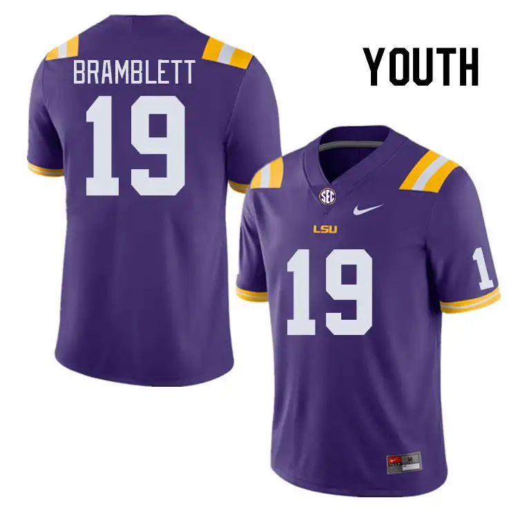 LSU Tigers #19 Jay Bramblett Youth Purple NCAA Football Jersey 2409IAYE2