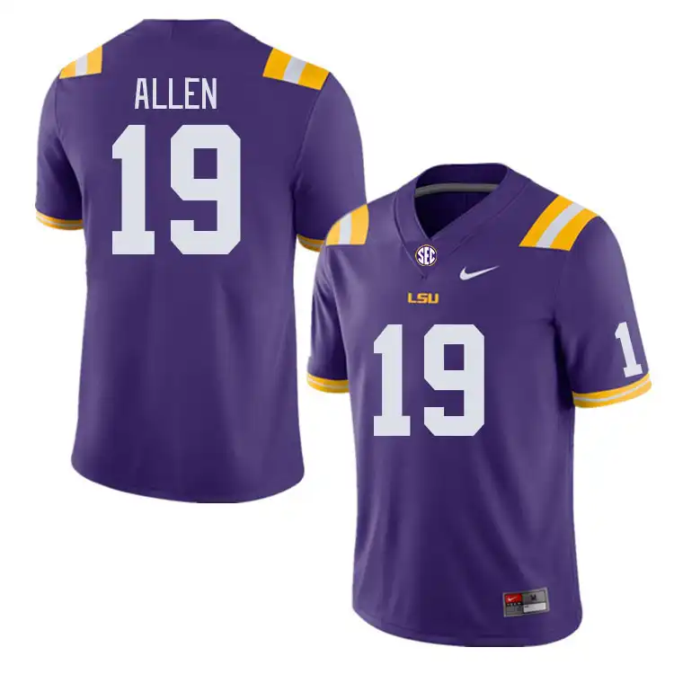 LSU Tigers #19 Jordan Allen Men's Purple NCAA Football Jersey 2409HNEZ3