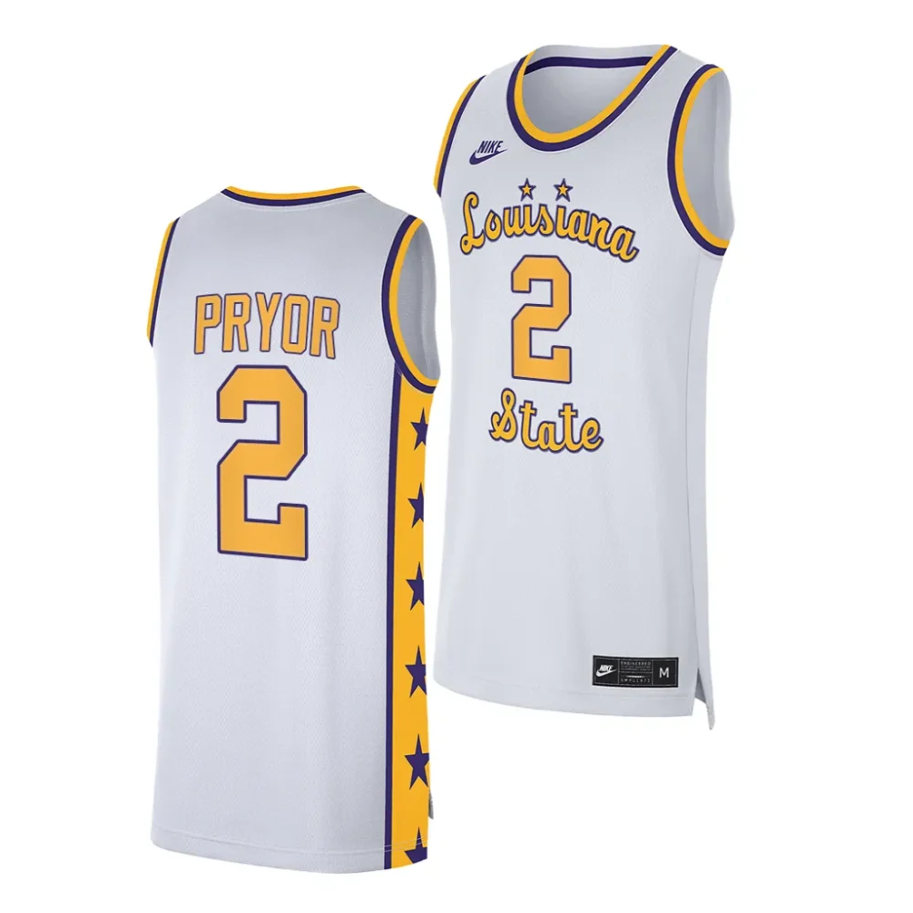 LSU Tigers #2 Devon Pryor Men's Replica NCAA White Basketball Jersey 2409PPUO6