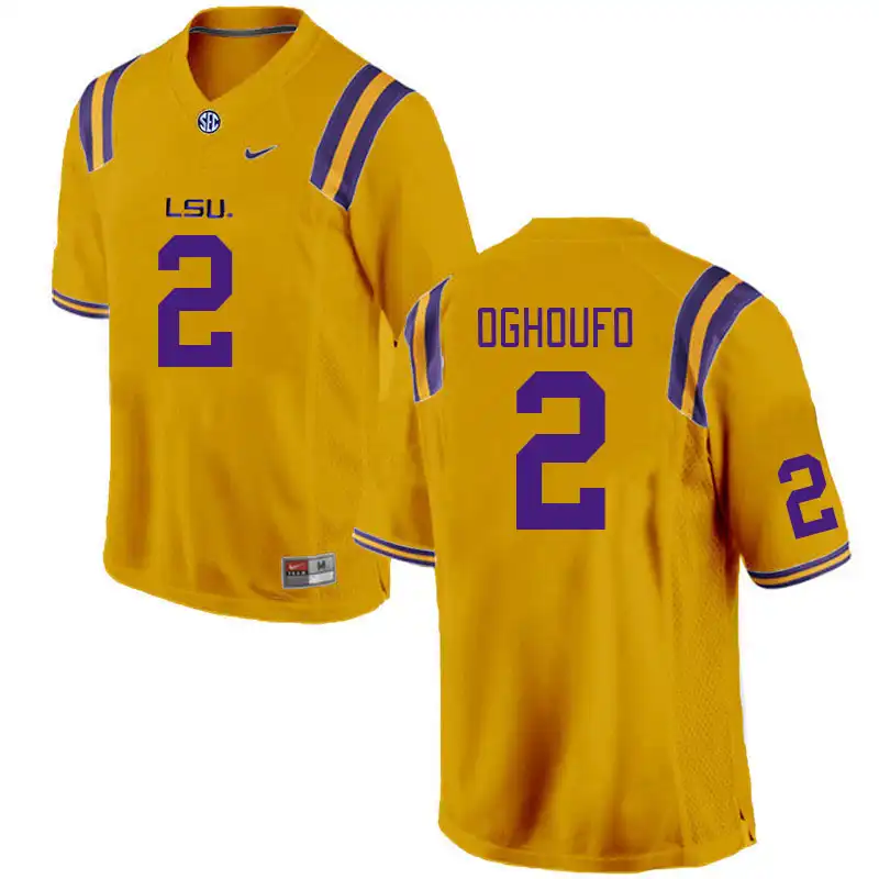 LSU Tigers #2 Ovie Oghoufo Men's Gold NCAA Football Jersey 2409RHUB7