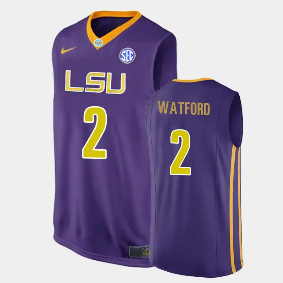 LSU Tigers #2 Trendon Watford Men's Purple NCAA Authentic Basketball Jersey 2409WLRE7