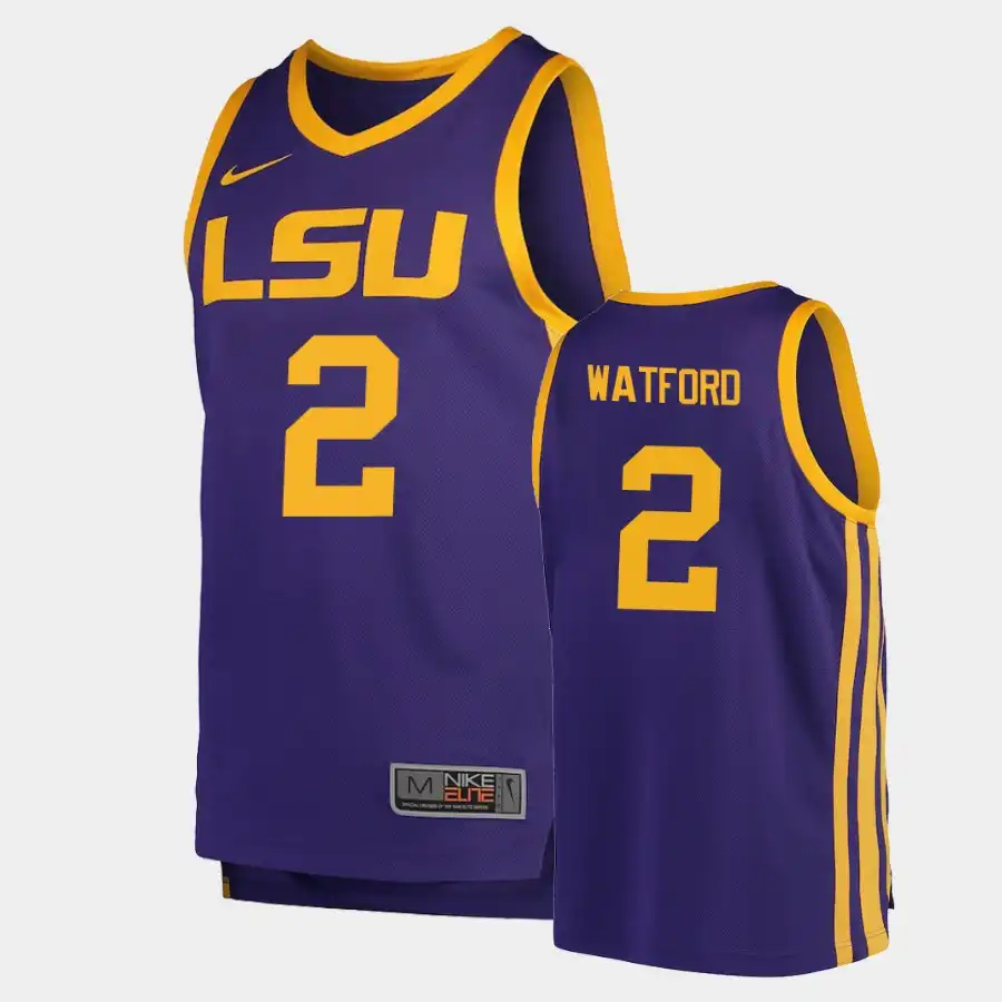 LSU Tigers #2 Trendon Watford Men's Purple NCAA Replica Basketball Jersey 2409UYMM0