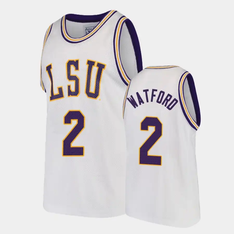 LSU Tigers #2 Trendon Watford Men's White NCAA Replica Basketball Jersey 2409ZFRV3