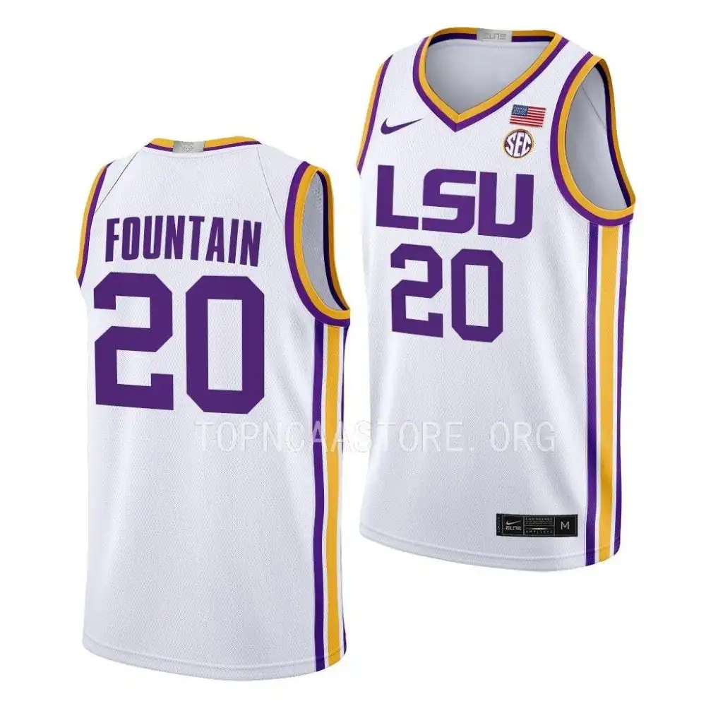 LSU Tigers #20 Derek Fountain Men's Limited NCAA 2022-23 White Basketball Jersey 2409WWEH7