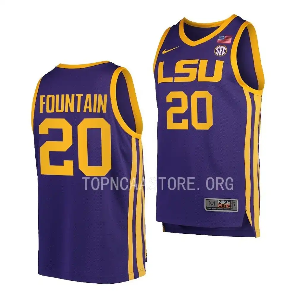 LSU Tigers #20 Derek Fountain Men's Purple NCAA Replica 2022-23 Basketball Jersey 2409IYPW0