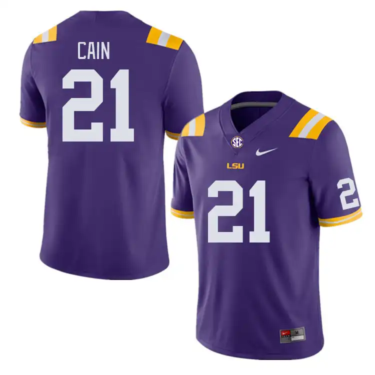 LSU Tigers #21 Noah Cain Men's Purple NCAA Football Jersey 2409TSAR2