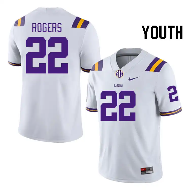 LSU Tigers #22 Joel Rogers Youth White NCAA Football Jersey 2409JMEW6