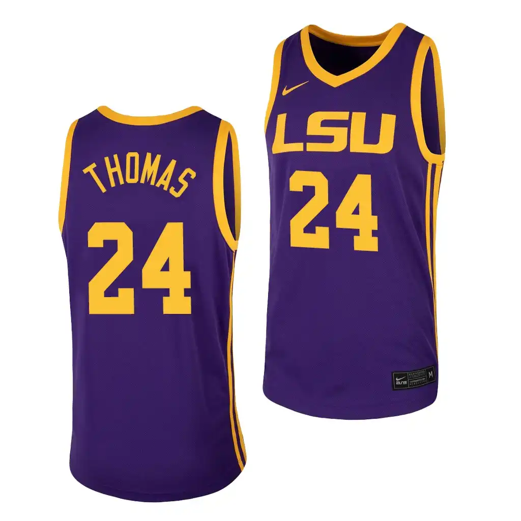 LSU Tigers #24 Cameron Thomas Men's Purple NCAA 2021 NBA Top Draft Basketball Jersey 2409TNZG5