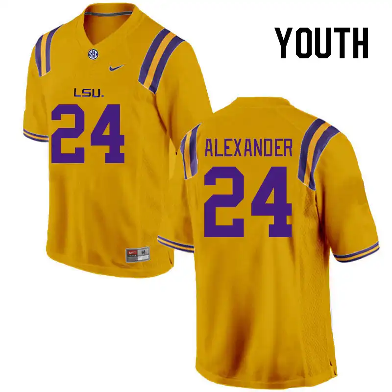 LSU Tigers #24 Zy Alexander Youth Gold NCAA Football Jersey 2409TOGY5