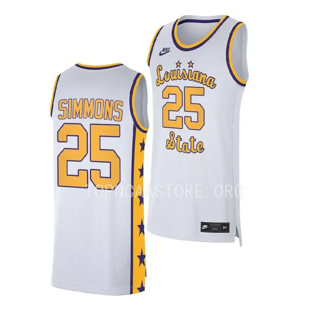 LSU Tigers #25 Ben Simmons Men's White NCAA Replica Basketball Jersey 2409SZOH8