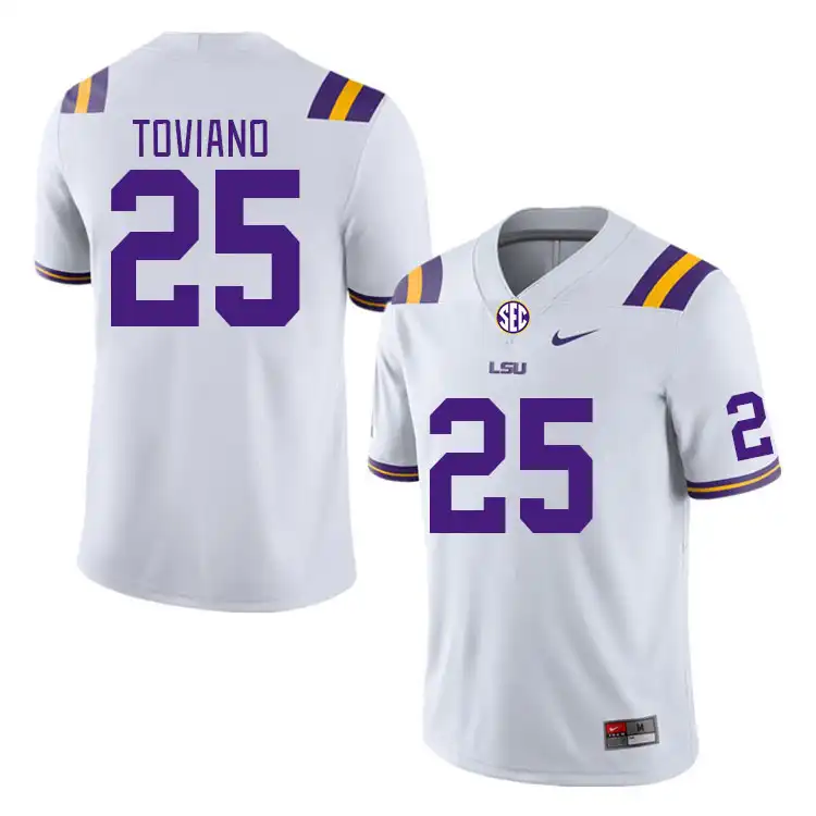 LSU Tigers #25 Javien Toviano Men's White NCAA Football Jersey 2409GSQD0