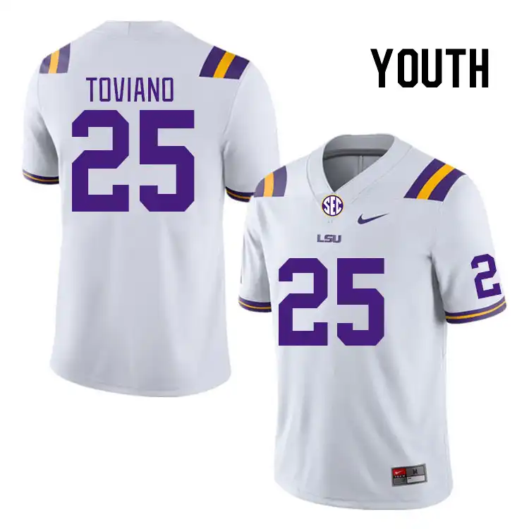 LSU Tigers #25 Javien Toviano Youth White NCAA Football Jersey 2409EZXA2