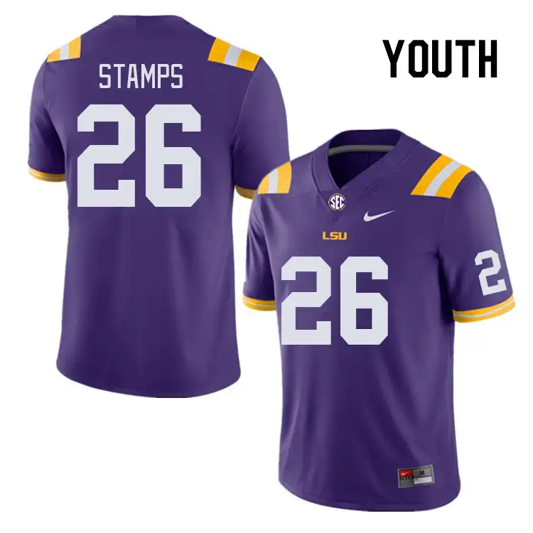 LSU Tigers #26 Ashton Stamps Youth Purple NCAA Football Jersey 2409RRHA6