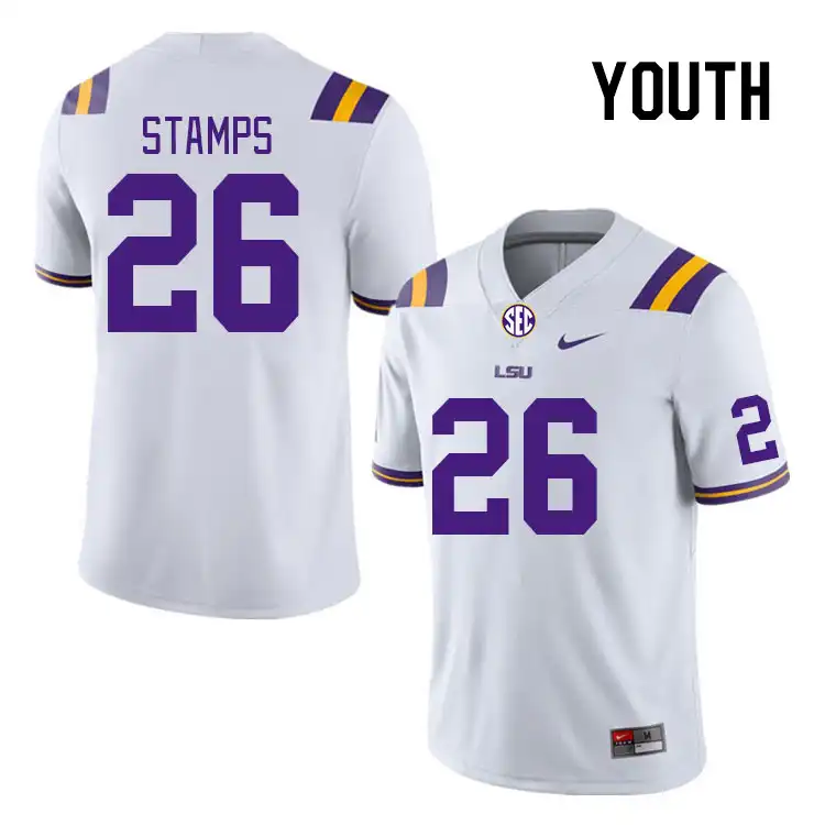 LSU Tigers #26 Ashton Stamps Youth White NCAA Football Jersey 2409MANS8