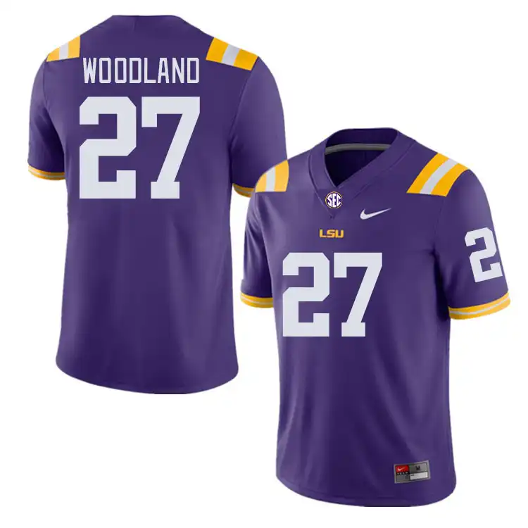 LSU Tigers #27 PJ Woodland Men's Purple NCAA Football Jersey 2409HTWG7