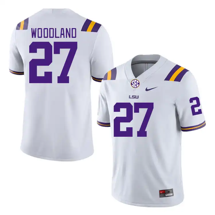 LSU Tigers #27 PJ Woodland Men's White NCAA Football Jersey 2409TORF1