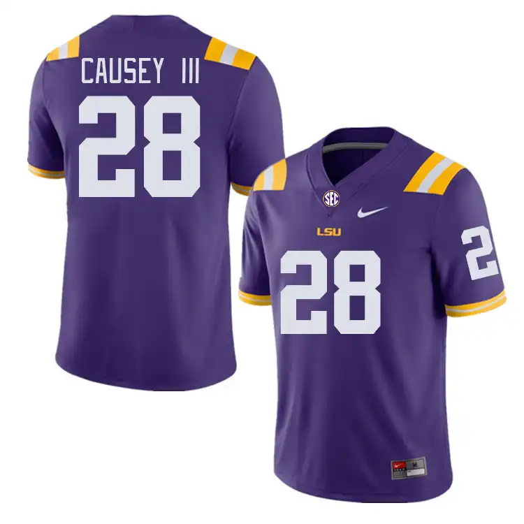 LSU Tigers #28 Bernard Causey III Men's Purple NCAA Football Jersey 2409LTOQ2