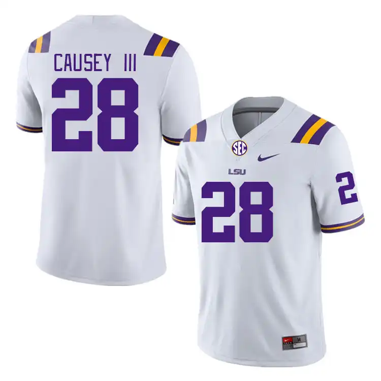 LSU Tigers #28 Bernard Causey III Men's White NCAA Football Jersey 2409RBIT8