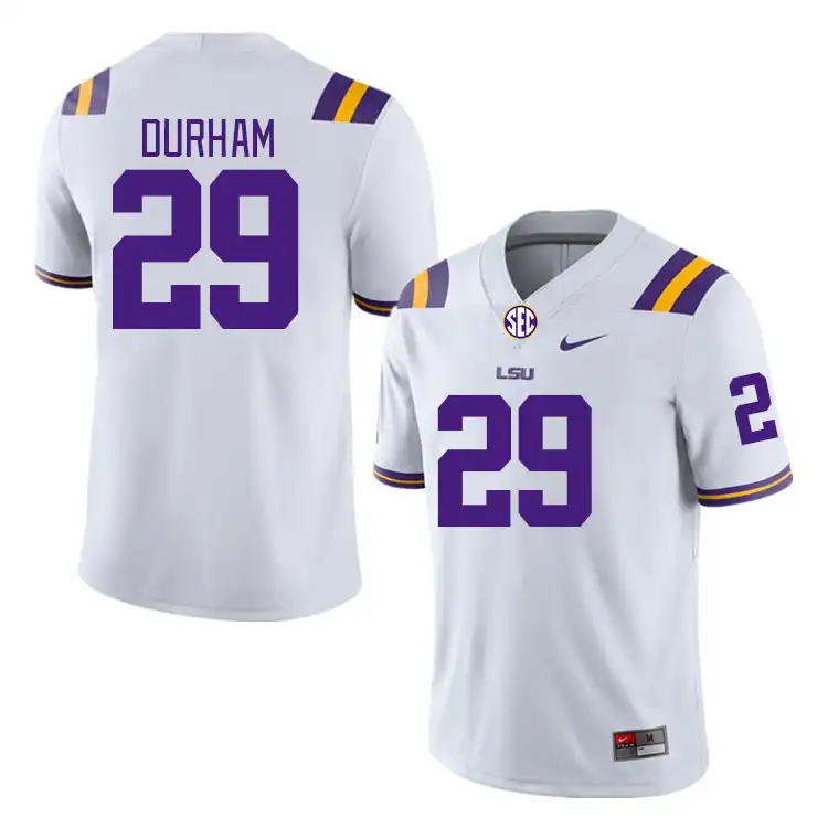 LSU Tigers #29 Caden Durham Men's White NCAA Football Jersey 2409ZLAS0