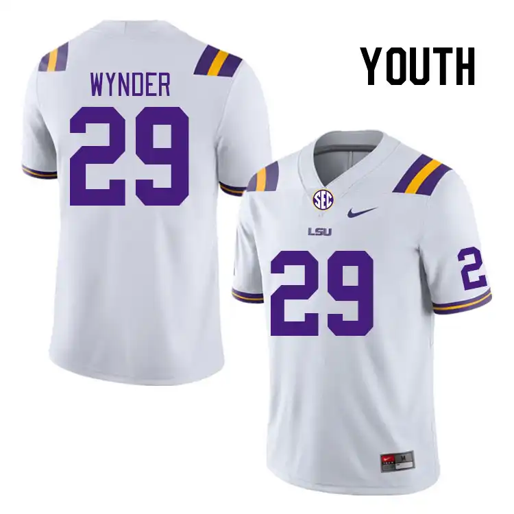 LSU Tigers #29 Jacall Wynder Youth White NCAA Football Jersey 2409BSPA3