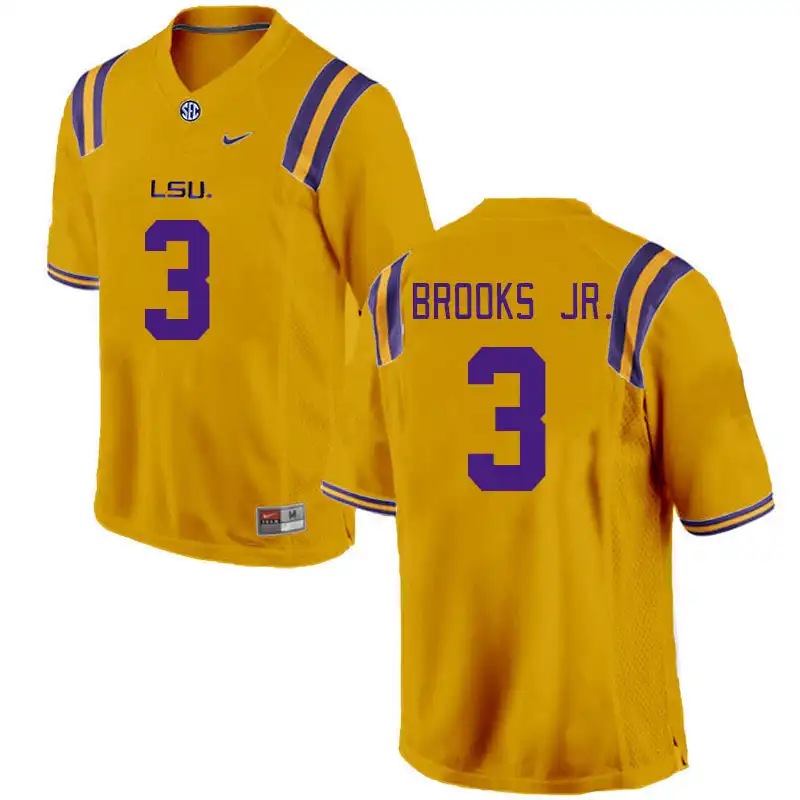 LSU Tigers #3 Greg Brooks Jr. Men's Gold NCAA Football Jersey 2409RQPI4