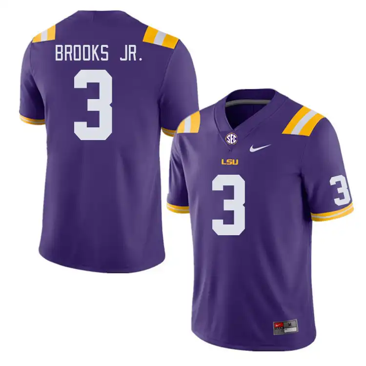 LSU Tigers #3 Greg Brooks Jr. Men's Purple NCAA Football Jersey 2409REXQ8