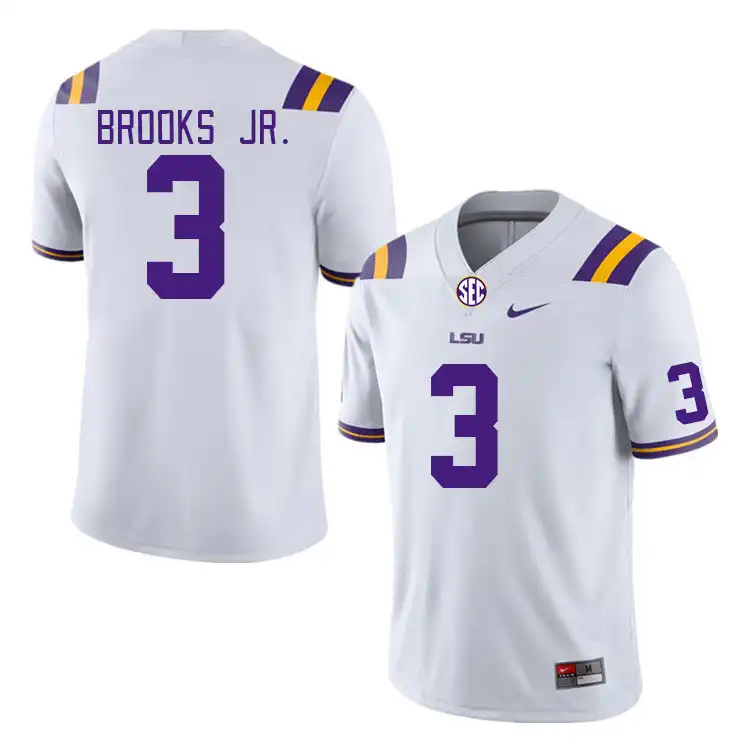 LSU Tigers #3 Greg Brooks Jr. Men's White NCAA Football Jersey 2409KJMT0