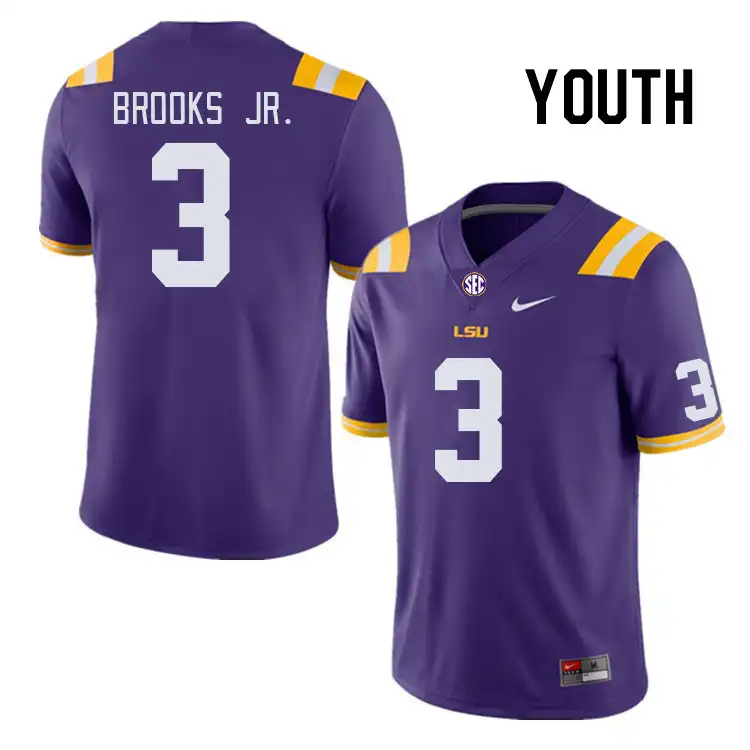 LSU Tigers #3 Greg Brooks Jr. Youth Purple NCAA Football Jersey 2409ULYR2