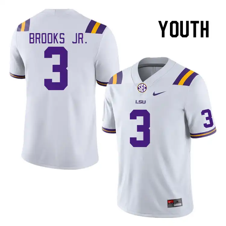 LSU Tigers #3 Greg Brooks Jr. Youth White NCAA Football Jersey 2409HOVY6