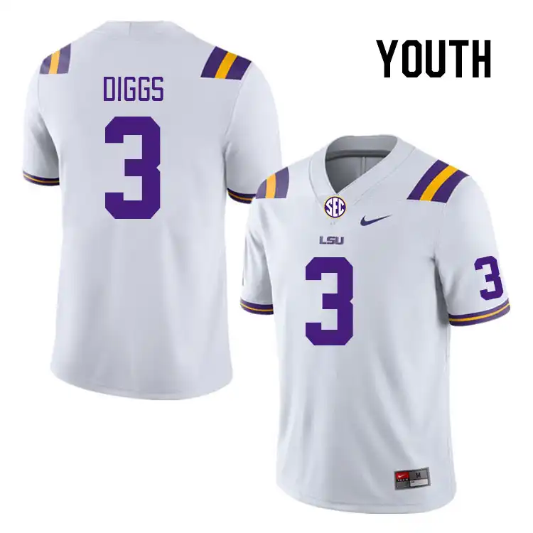 LSU Tigers #3 Logan Diggs Youth White NCAA Football Jersey 2409XWFL6