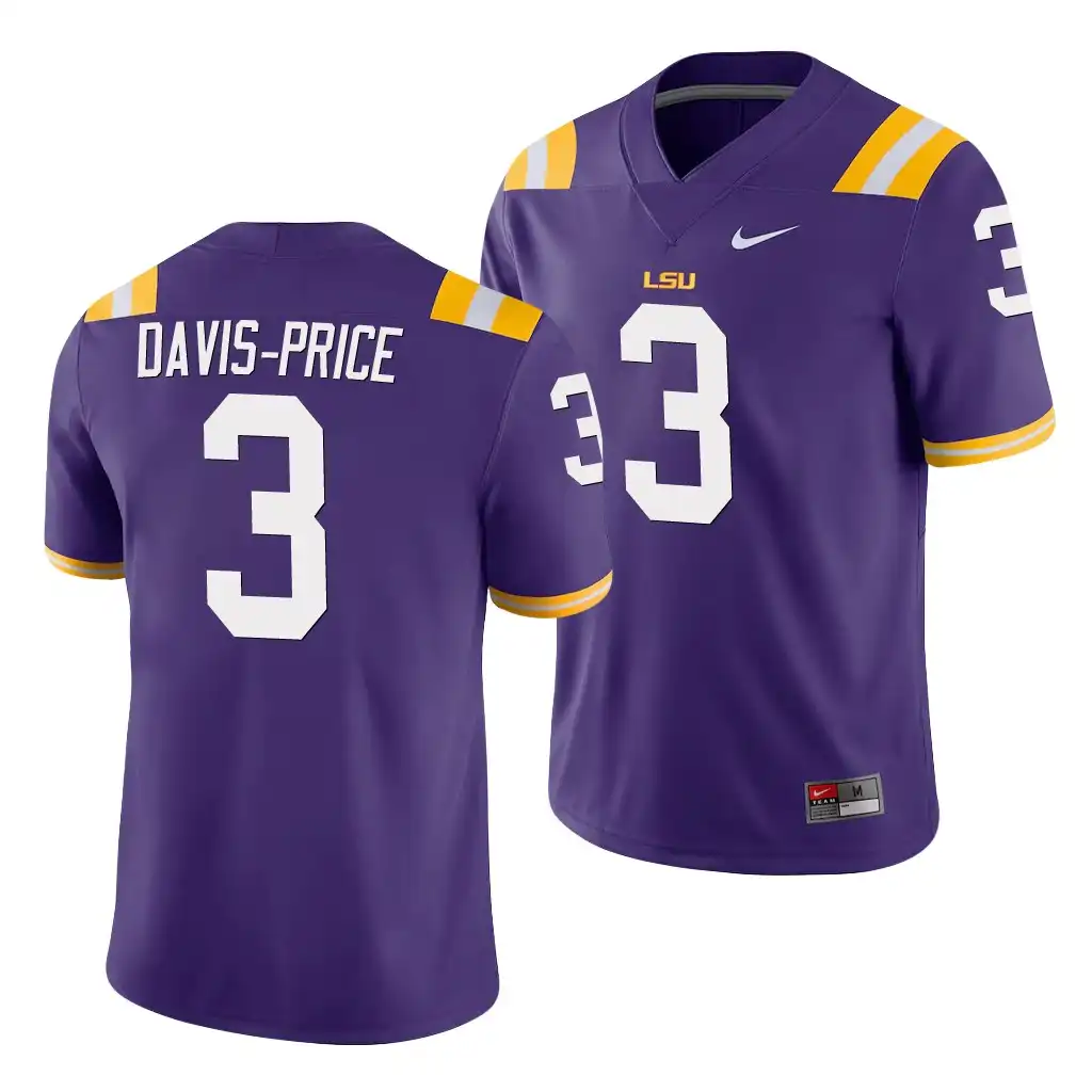 LSU Tigers #3 Tyrion Davis-Price Men's Purple NCAA Game Football Jersey 2409ZTVY8