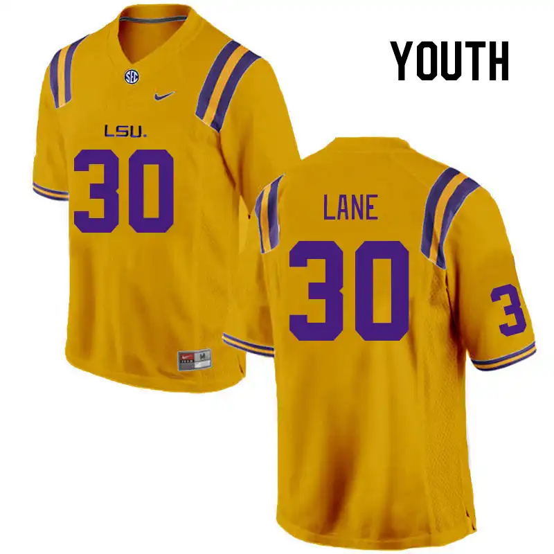 LSU Tigers #30 Malachi Lane Youth Gold NCAA Football Jersey 2409RLST8