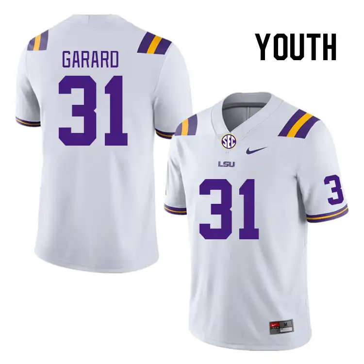 LSU Tigers #31 Everett Garard Youth White NCAA Football Jersey 2409CECM4