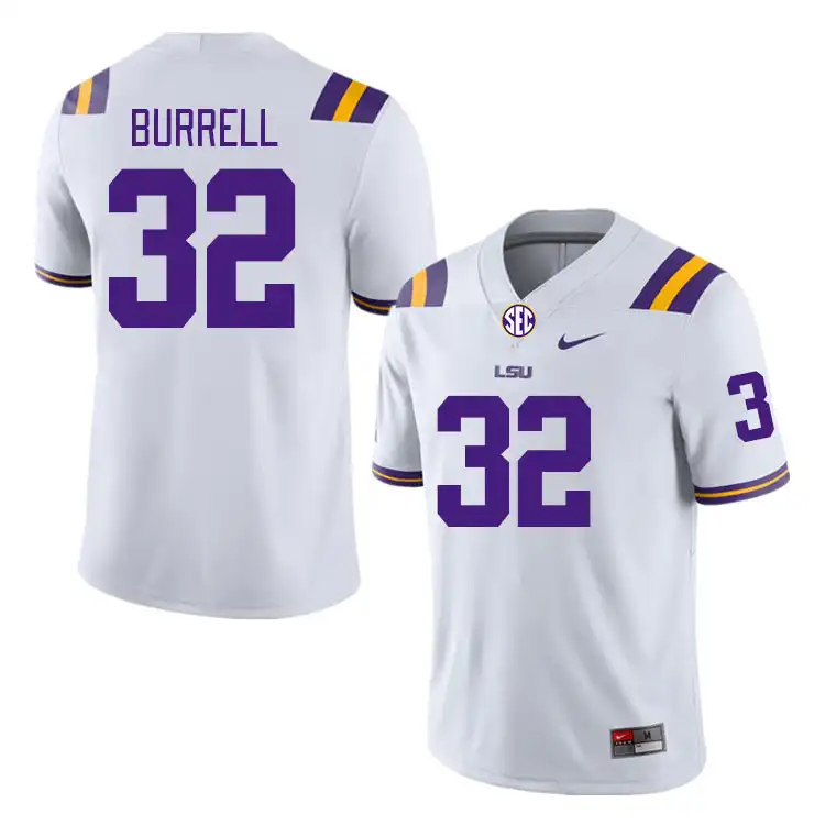 LSU Tigers #32 Aeron Burrell Men's White NCAA Football Jersey 2409IUWX1