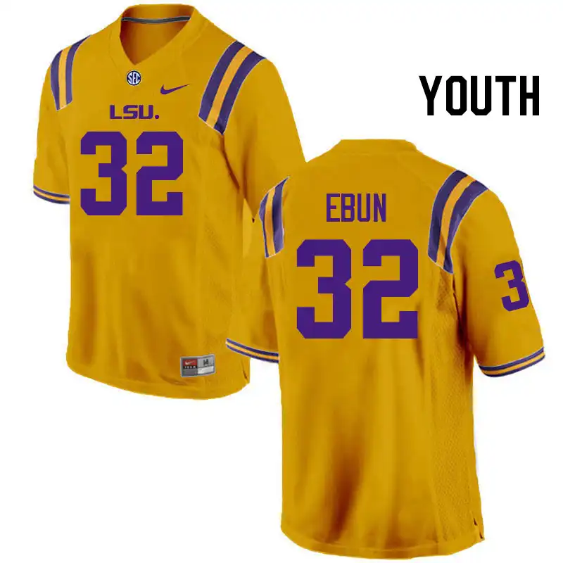 LSU Tigers #32 Joseph Ebun Youth Gold NCAA Football Jersey 2409DACJ1