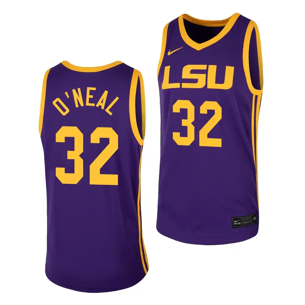 LSU Tigers #32 Shareef O'Neal Men's Purple NCAA Replica Basketball Jersey 2409UYQG8