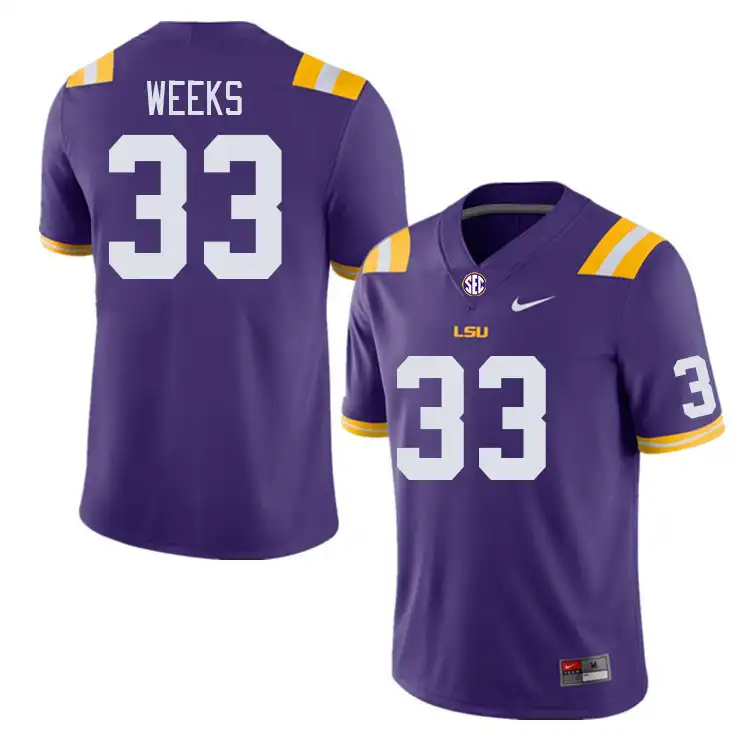 LSU Tigers #33 West Weeks Men's Purple NCAA Football Jersey 2409WHJP0