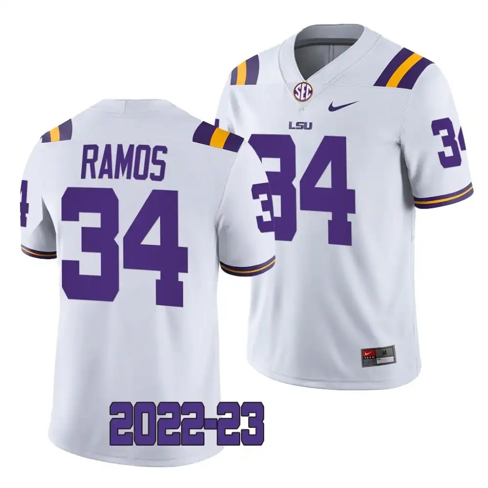 LSU Tigers #34 Damian Ramos Men's 2022-23 NCAA Game White Football Jersey 2409IVIF3