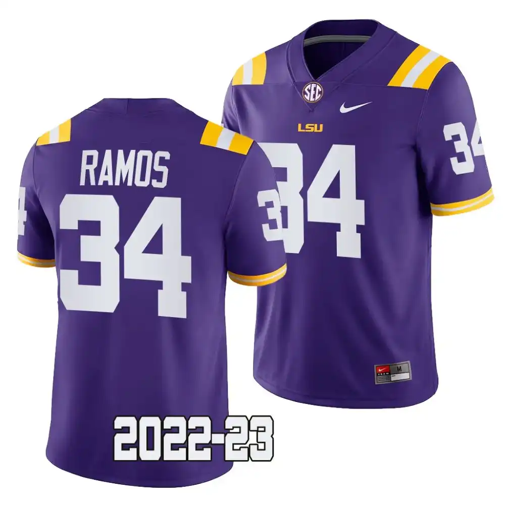 LSU Tigers #34 Damian Ramos Men's 2022-23 NCAA Purple Game Football Jersey 2409FIAX7