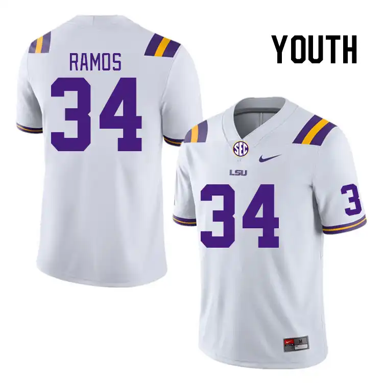 LSU Tigers #34 Damian Ramos Youth White NCAA Football Jersey 2409MAXB1