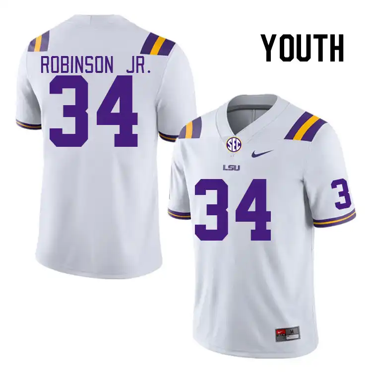 LSU Tigers #34 Ryan Robinson Jr. Youth White NCAA Football Jersey 2409FHJB5