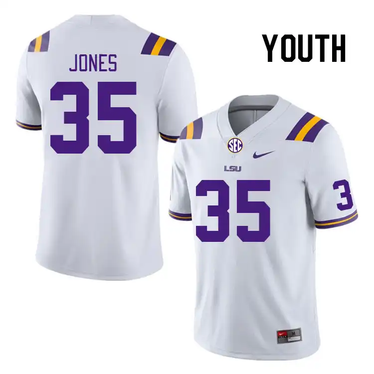 LSU Tigers #35 Sai'vion Jones Youth White NCAA Football Jersey 2409TLZC1