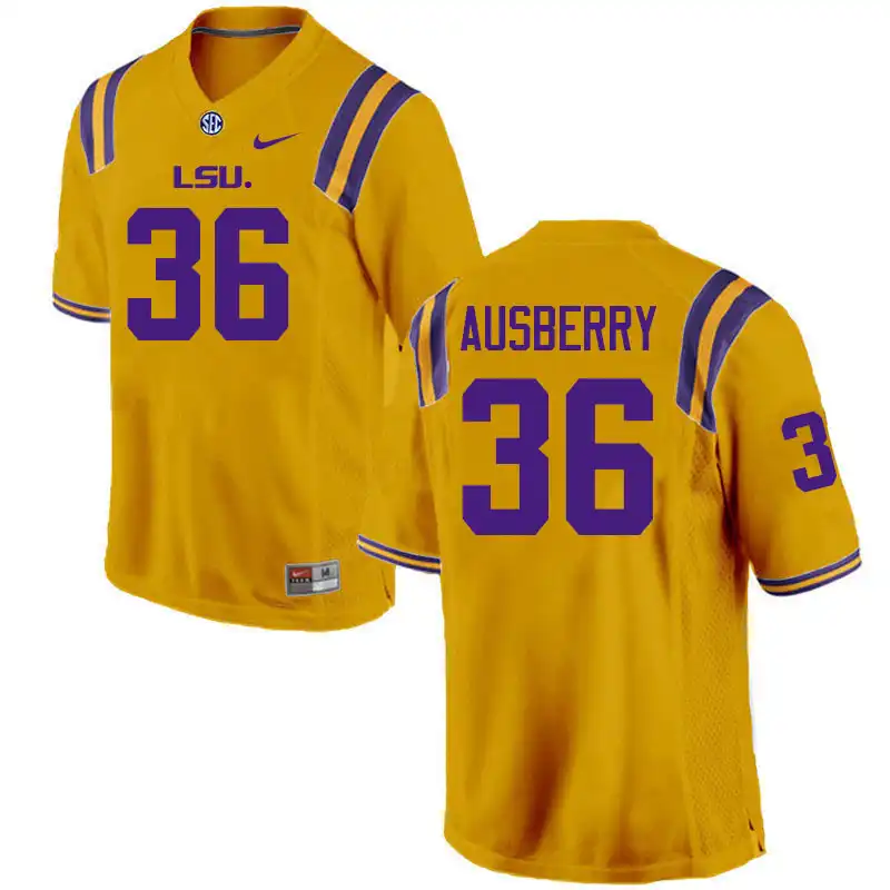 LSU Tigers #36 Austin Ausberry Men's Gold NCAA Football Jersey 2409QYDH0