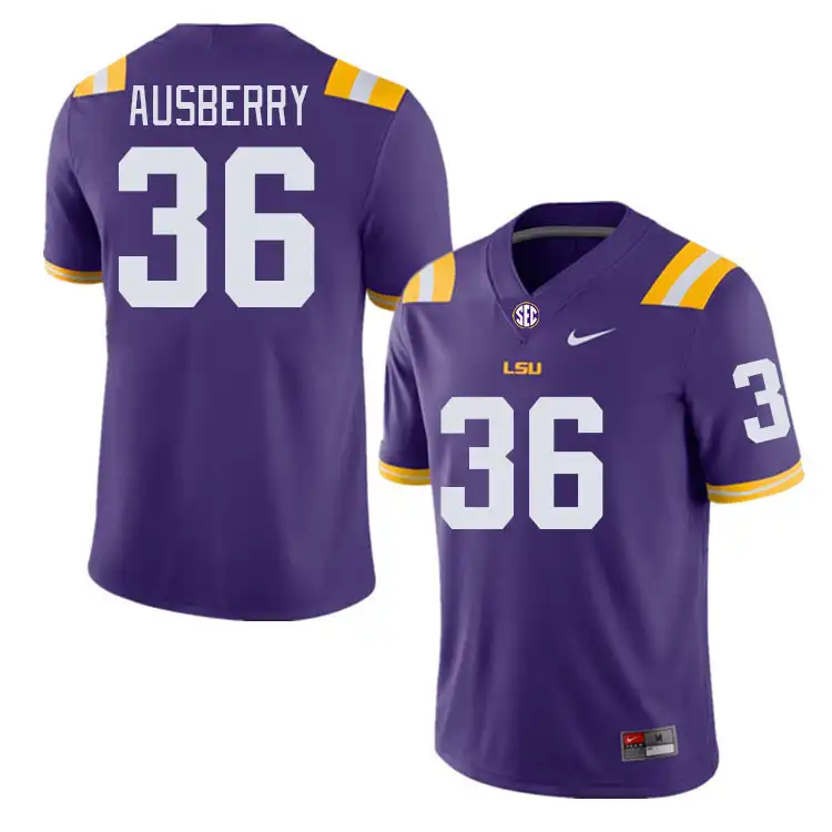 LSU Tigers #36 Austin Ausberry Men's Purple NCAA Football Jersey 2409URLD7