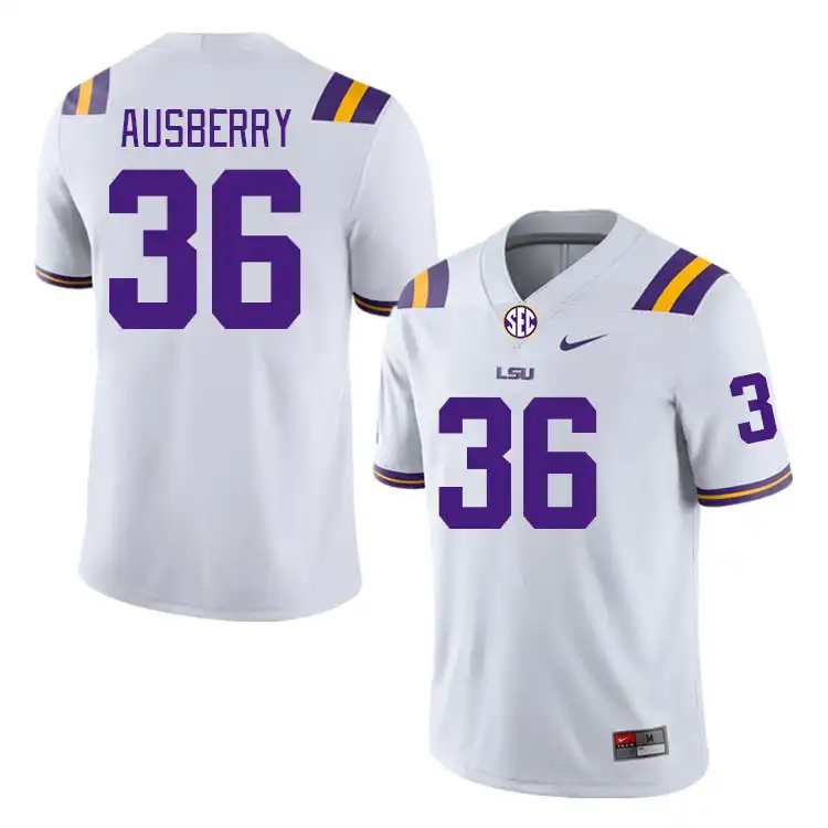 LSU Tigers #36 Austin Ausberry Men's White NCAA Football Jersey 2409YHED4