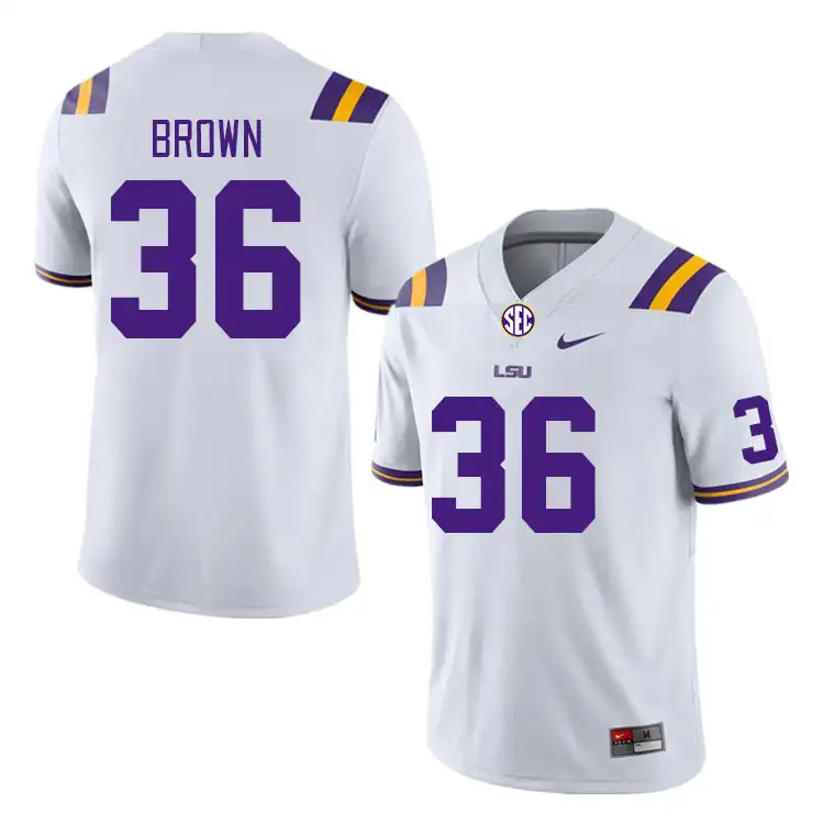 LSU Tigers #36 Dylan Brown Men's White NCAA Football Jersey 2409ACNW0