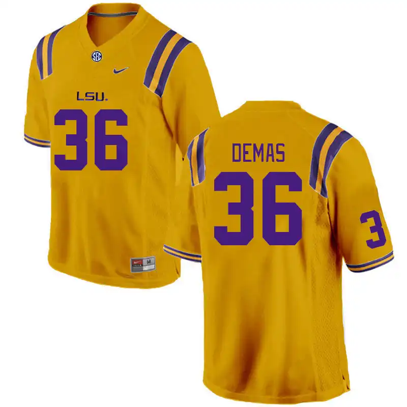 LSU Tigers #36 Nick Demas Men's Gold NCAA Football Jersey 2409ETYV6