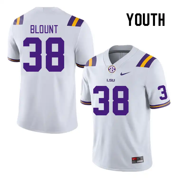 LSU Tigers #38 Darian Blount Youth White NCAA Football Jersey 2409TEVX6